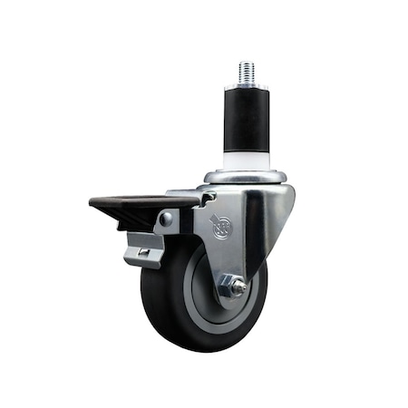 Service Caster 3.5'' Thermoplastic Rubber Swivel 1-1/2'' Expanding Stem Caster with Brake SCC-EX20S3514-TPRB-PLB-112